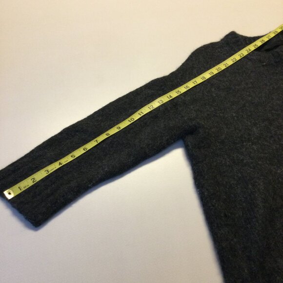 Jenni Kayne Baby Alpaca Wool Sweater LG Dark Gray Cropped Boxy Drop Shoulder - Picture 8 of 9